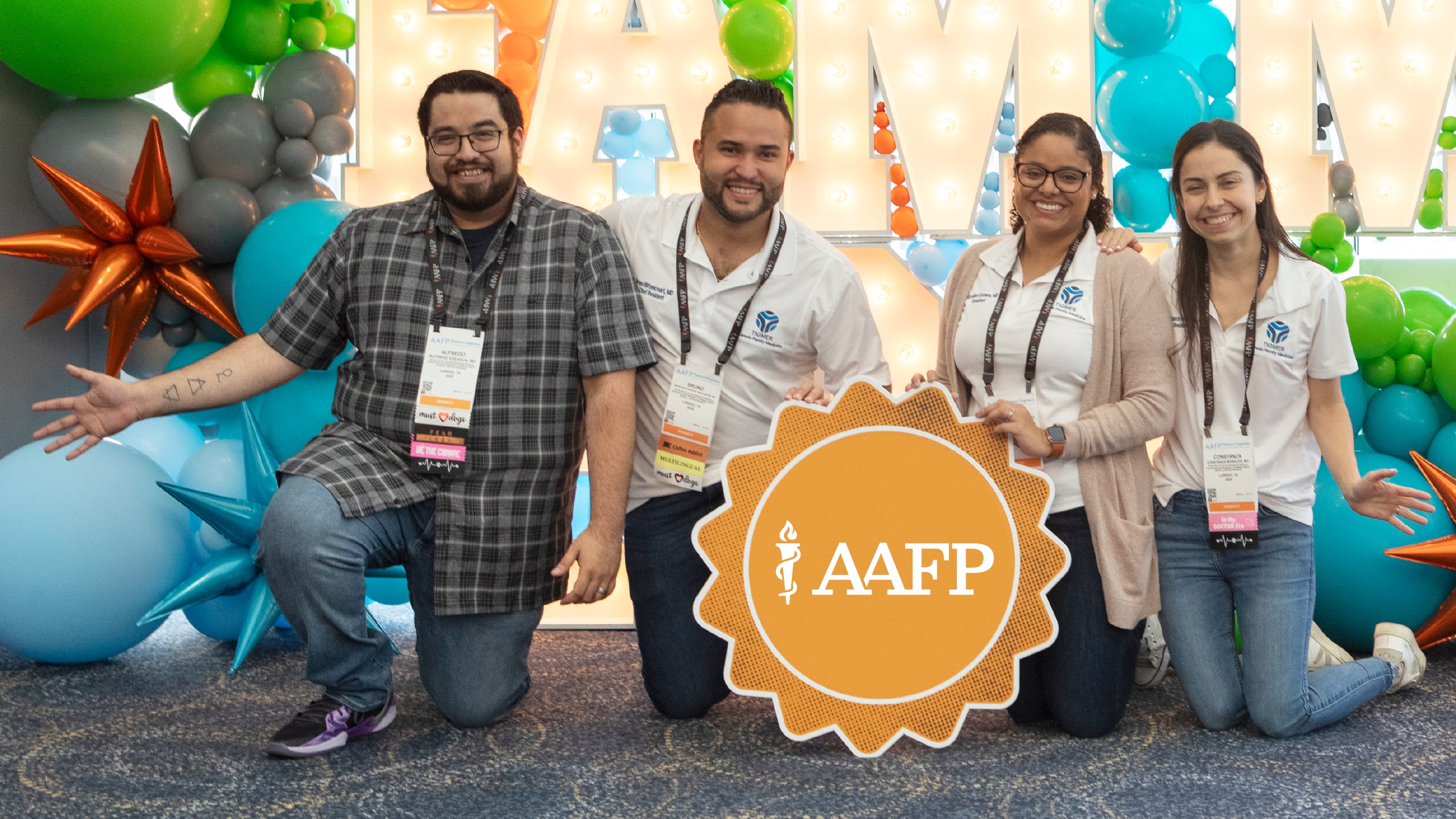 Medical students connecting at a conference.