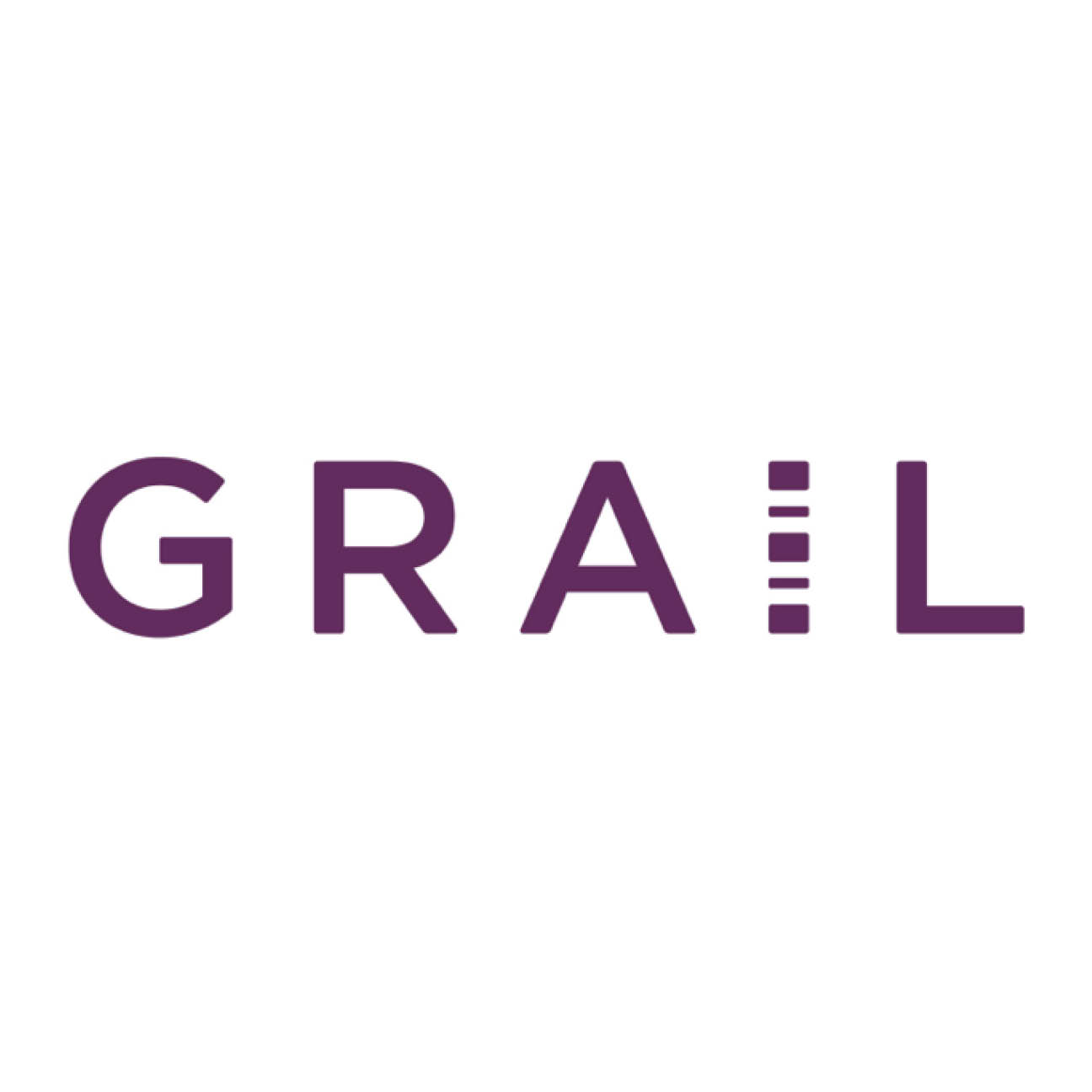 The letters GRAIL are purple and capitalized with a DNA icon as the letter I.