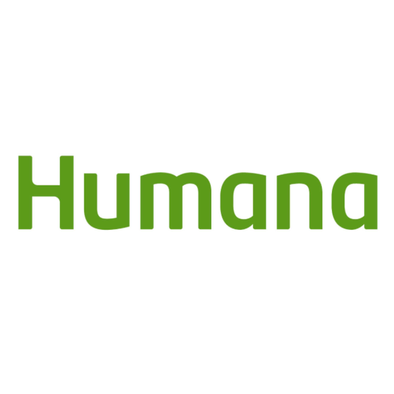 The letters of the Humana logo in green.