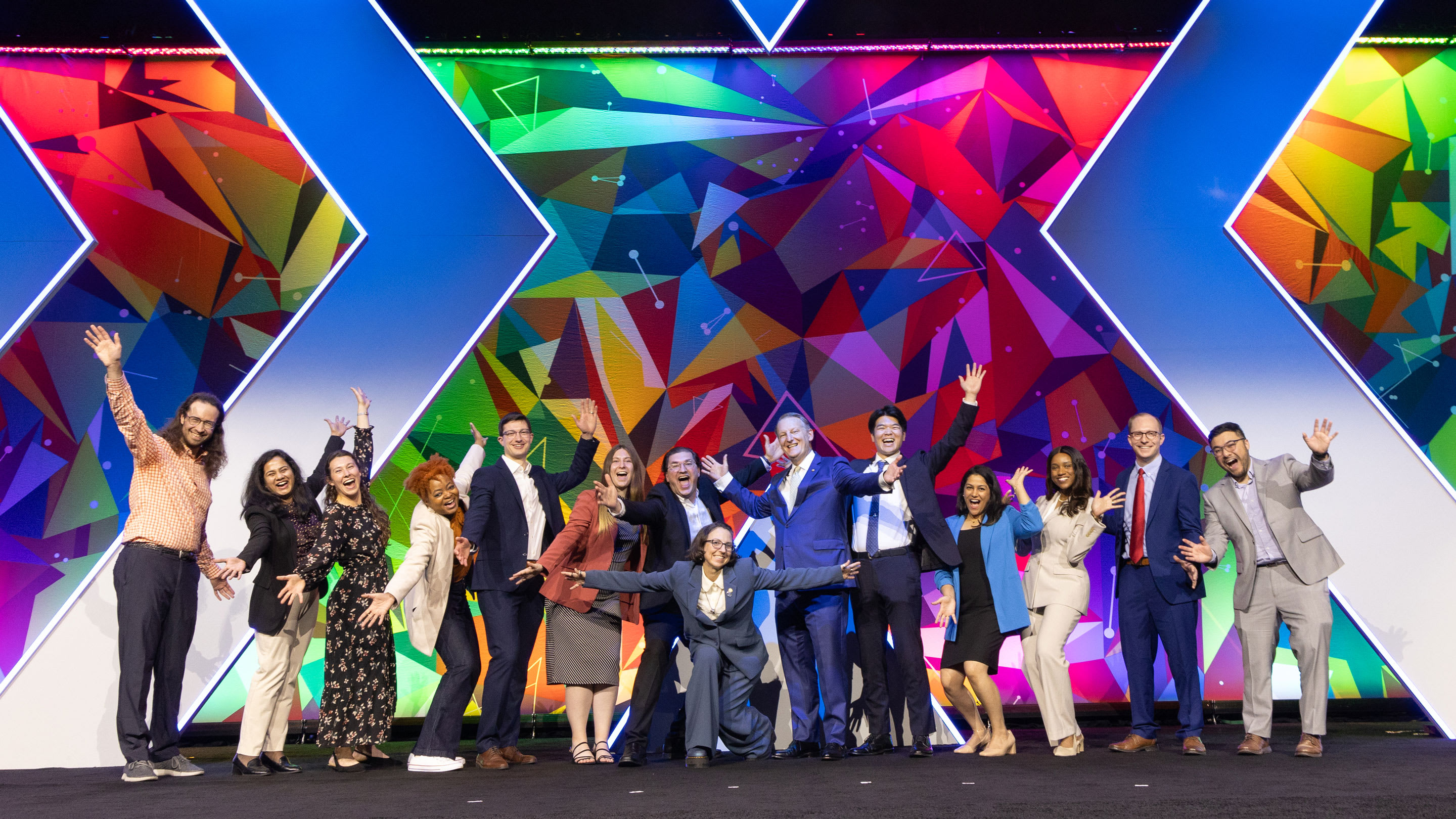 Image of the GME Award Winners with Shawn Martin and Sarah Nosal at FMX 2025 in Anaheim.