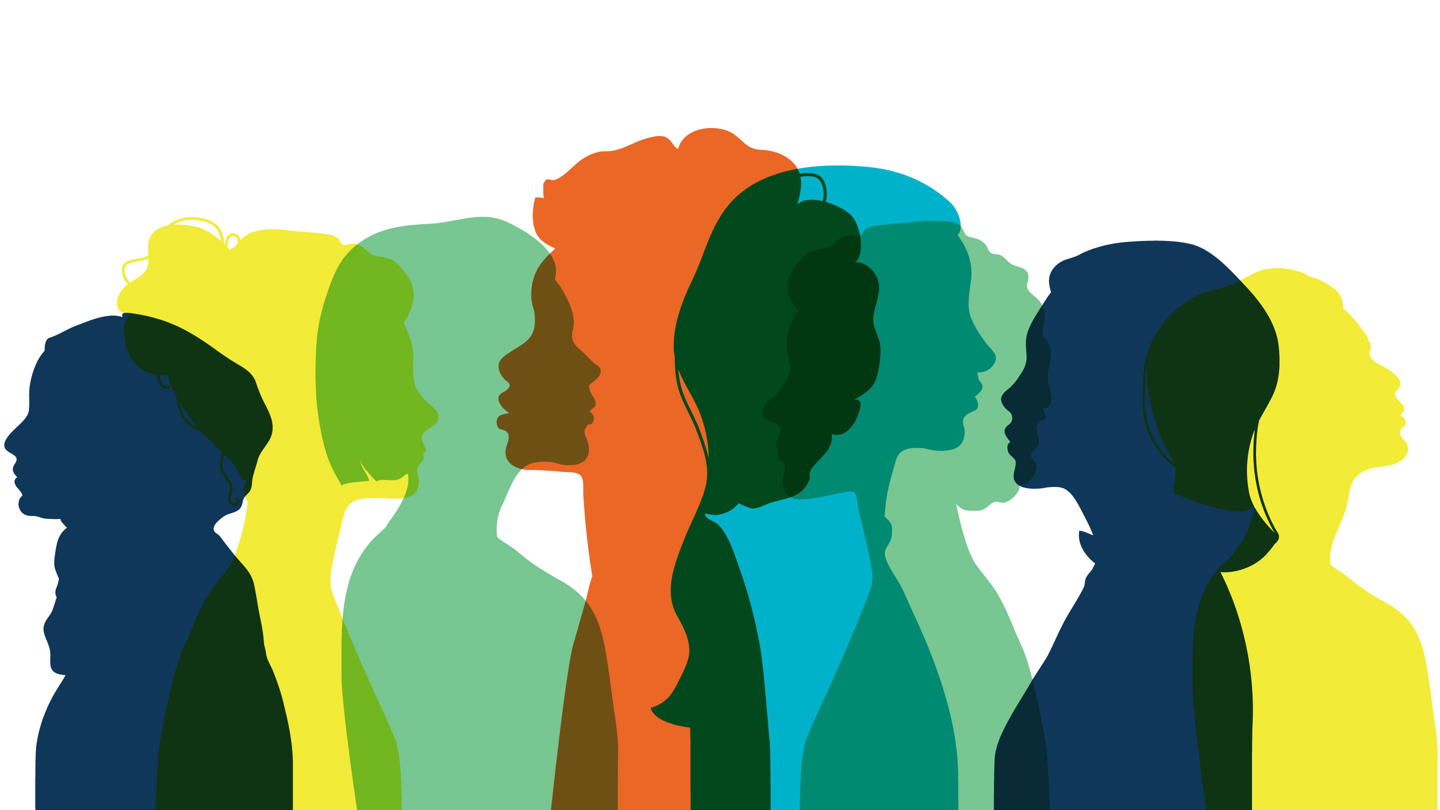 multicolor silhouettes of people talking