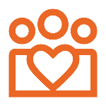 Group icon with heart in orange
