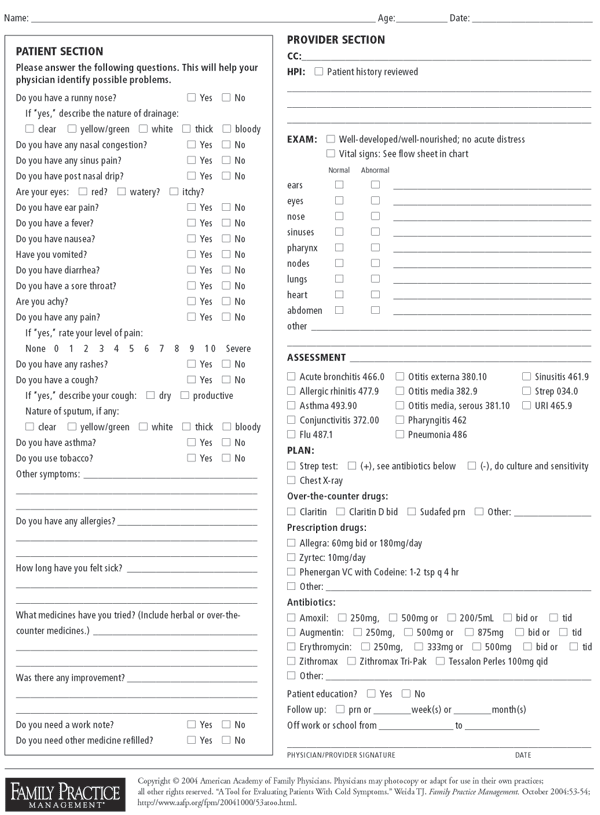 A Tool for Evaluating Patients With Cold Symptoms | FPM