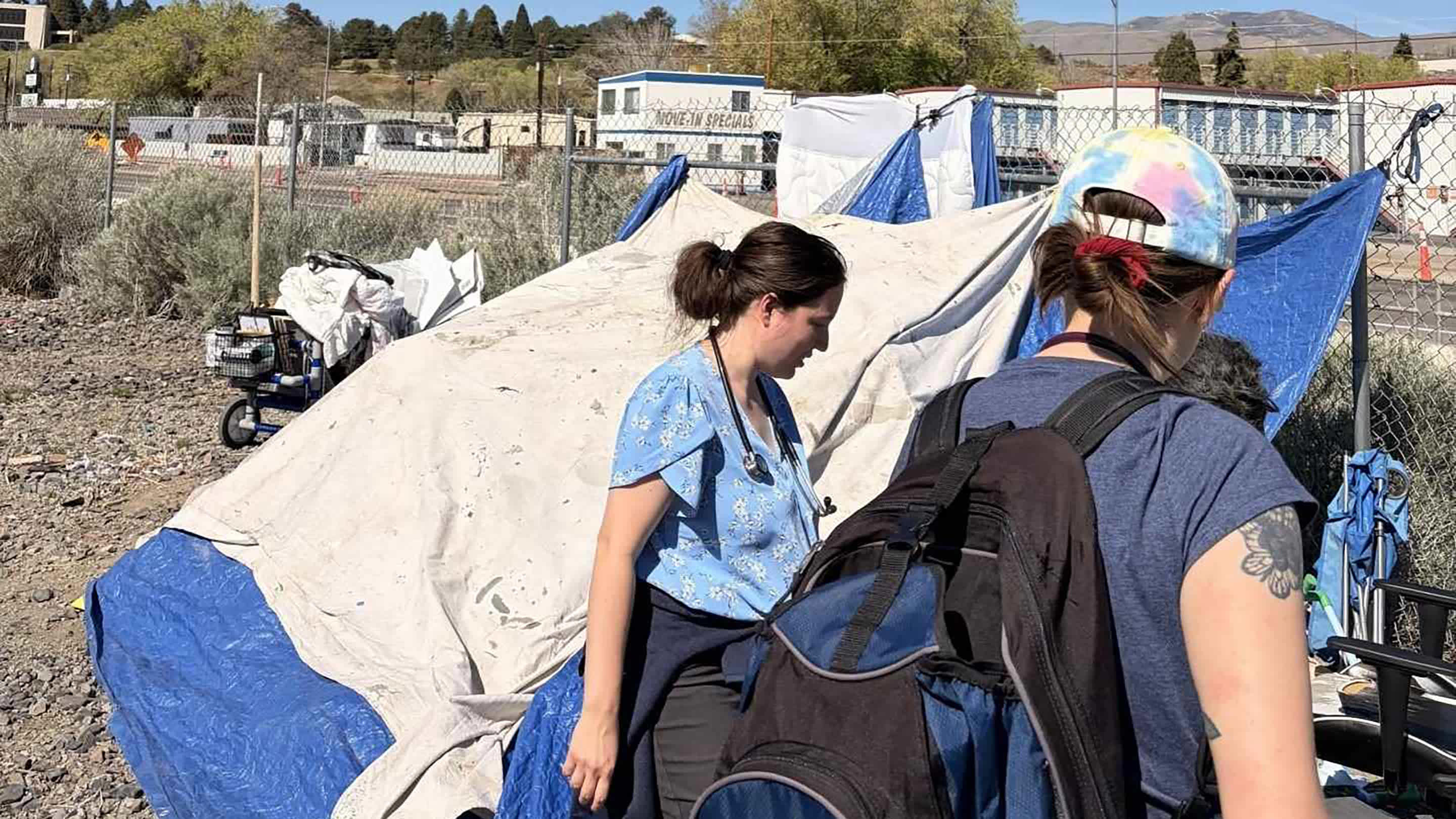 Students from the University of Nevada Reno School of Medicine help provide free care to unhoused people through the school’s Street Medicine Clinic.
