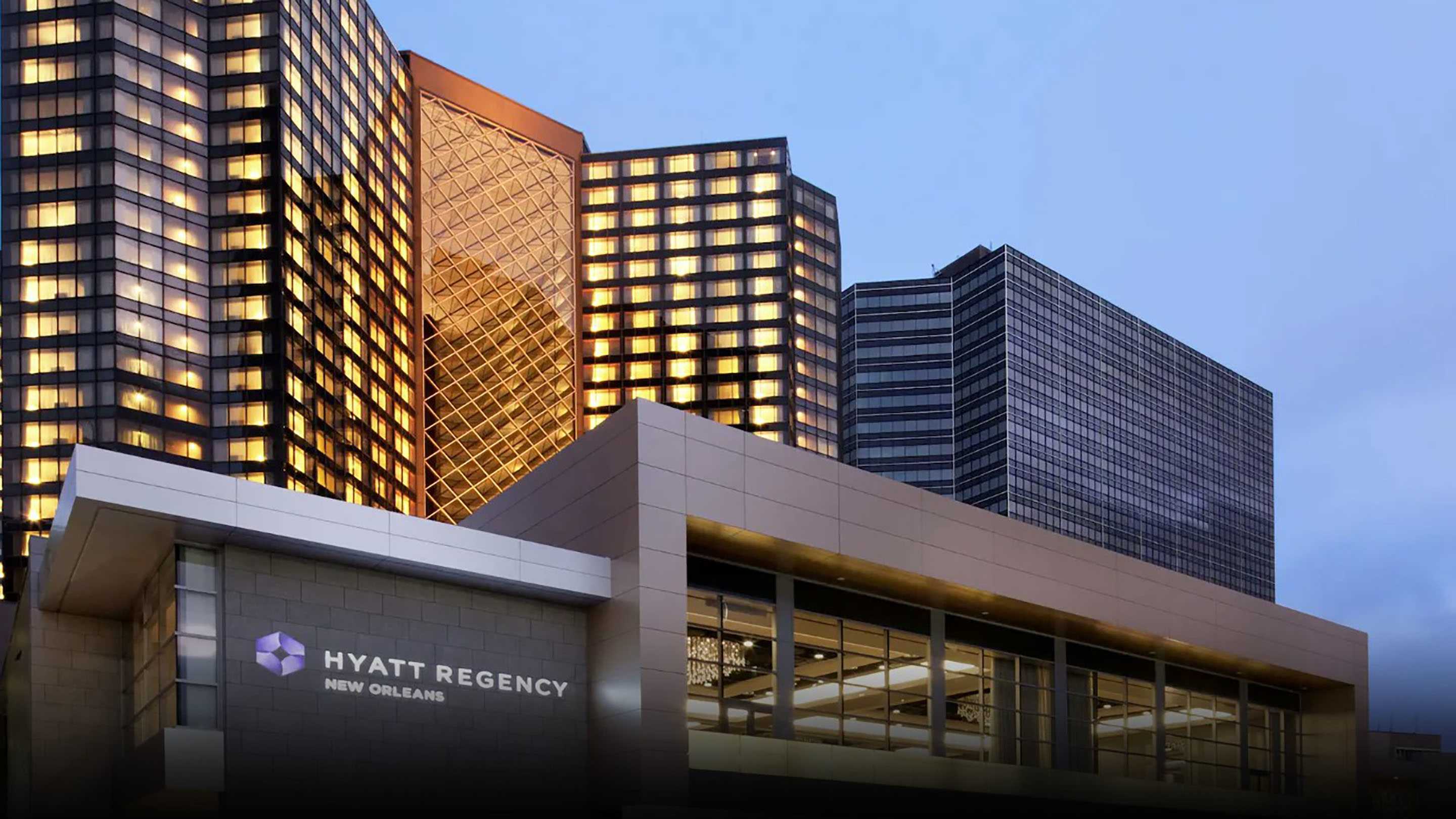 An external photo of the Hyatt Regency New Orleans