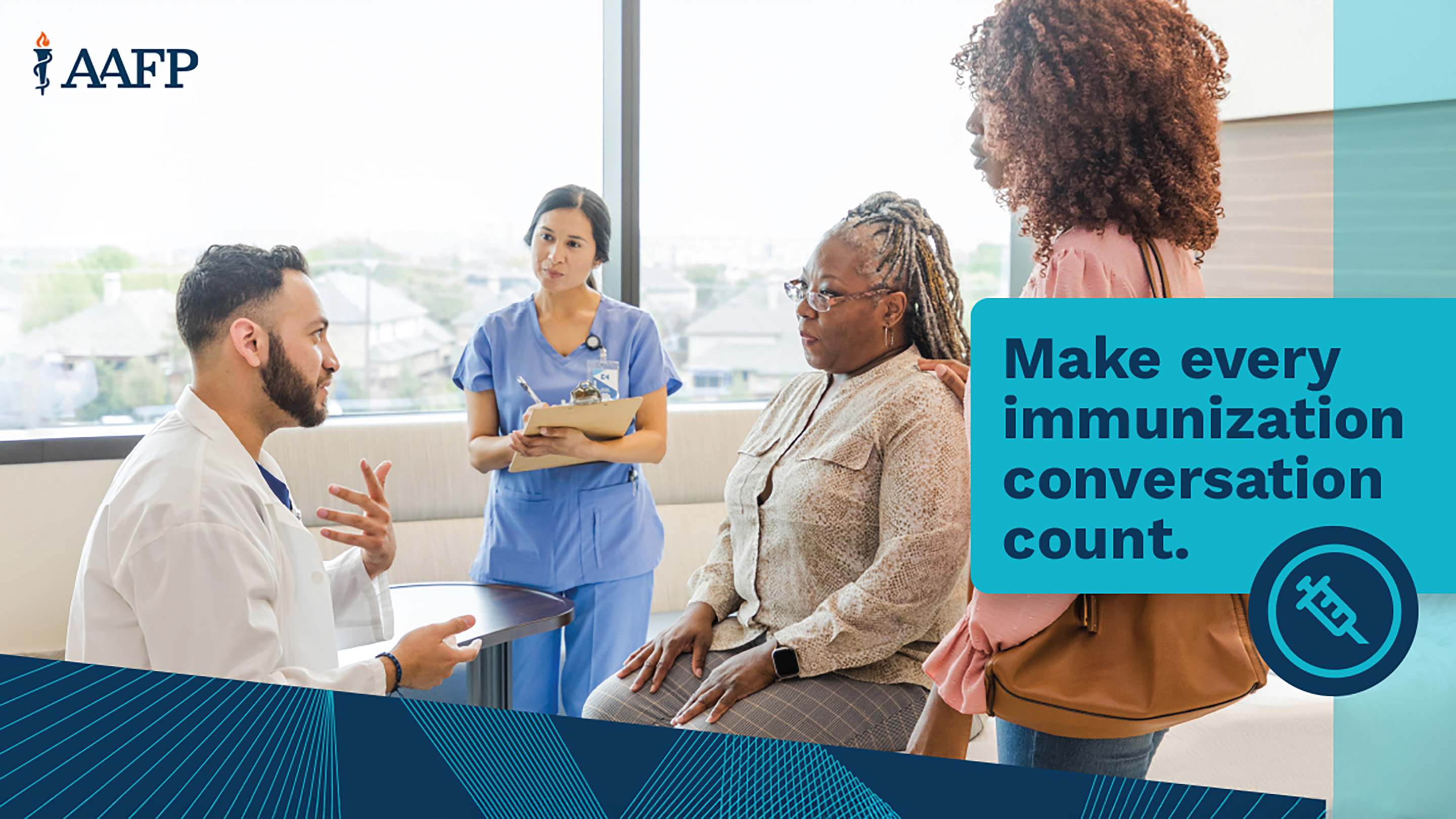 A couple of patients speaking with their family physician and care team