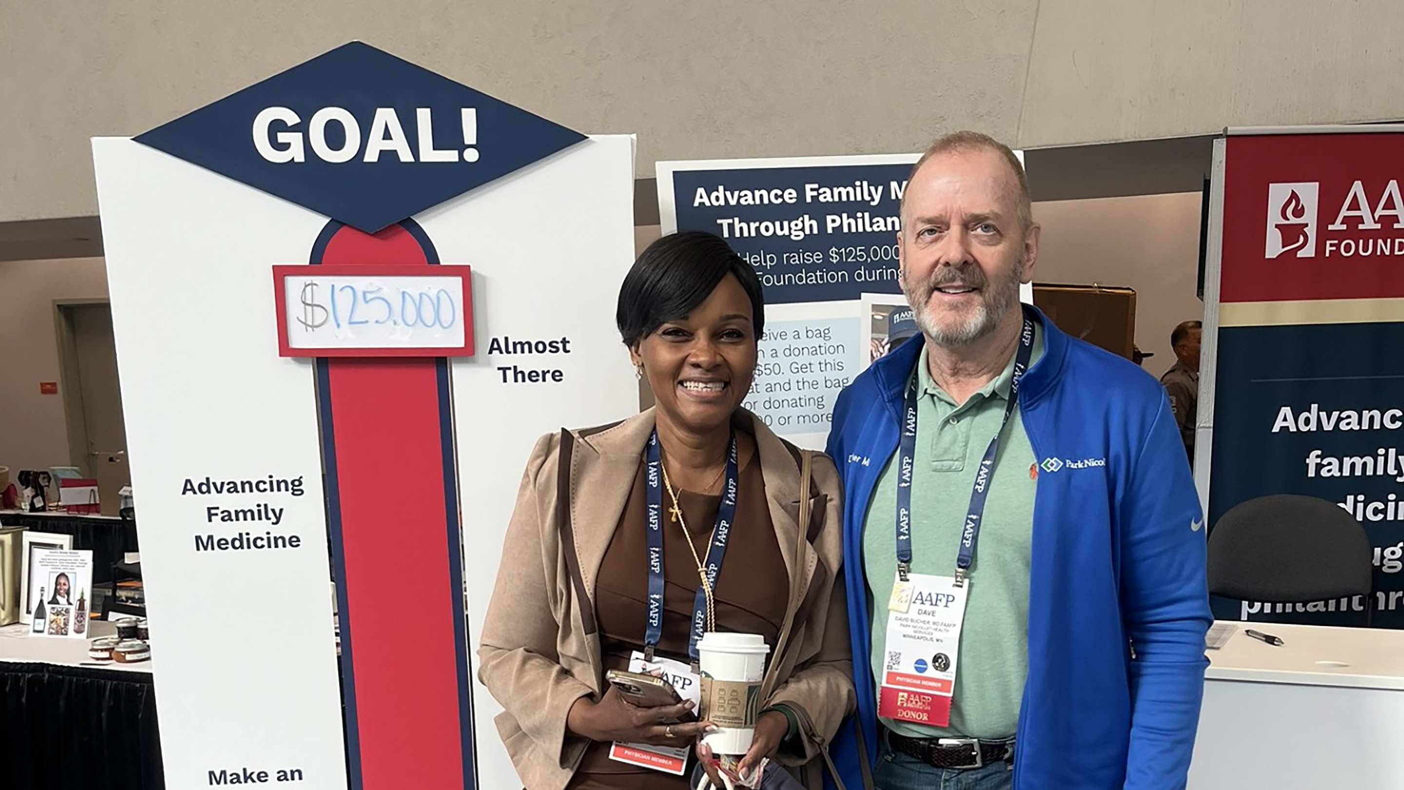 This image is promoting the AAFP Foundation at FMX and the goal to reach $125,000